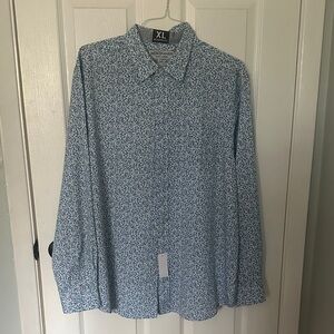 NWT- XL Nick Graham Men's Casual Blue floral button down Shirt